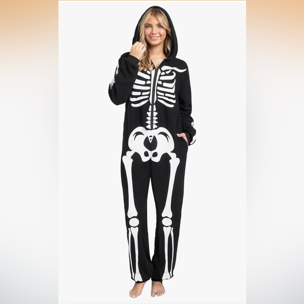 Spooktacular Creations Adult  Women Plush Skeleton Costume Pajama